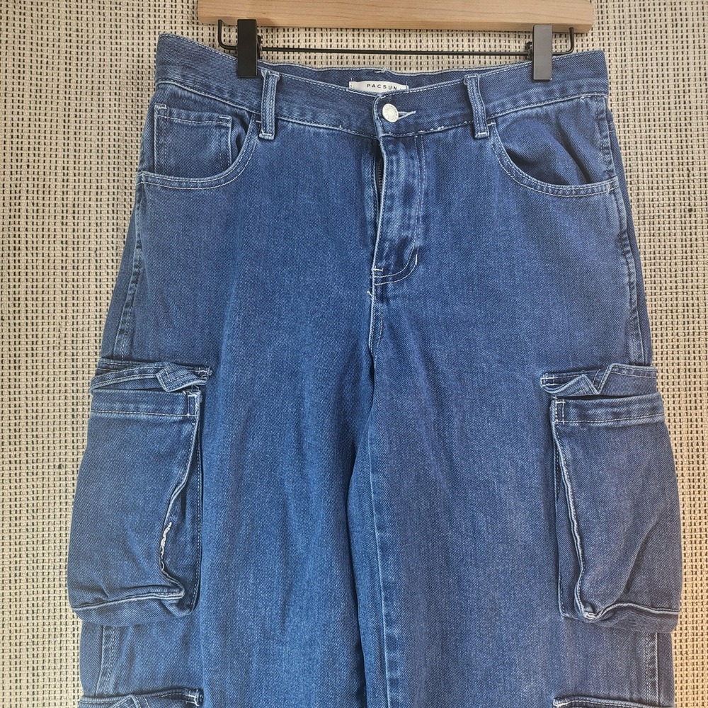 PacSun Jeans Womens 26 Blue 90s Baggy Cargo Wide Leg Denim Y2K Streetwear Loose